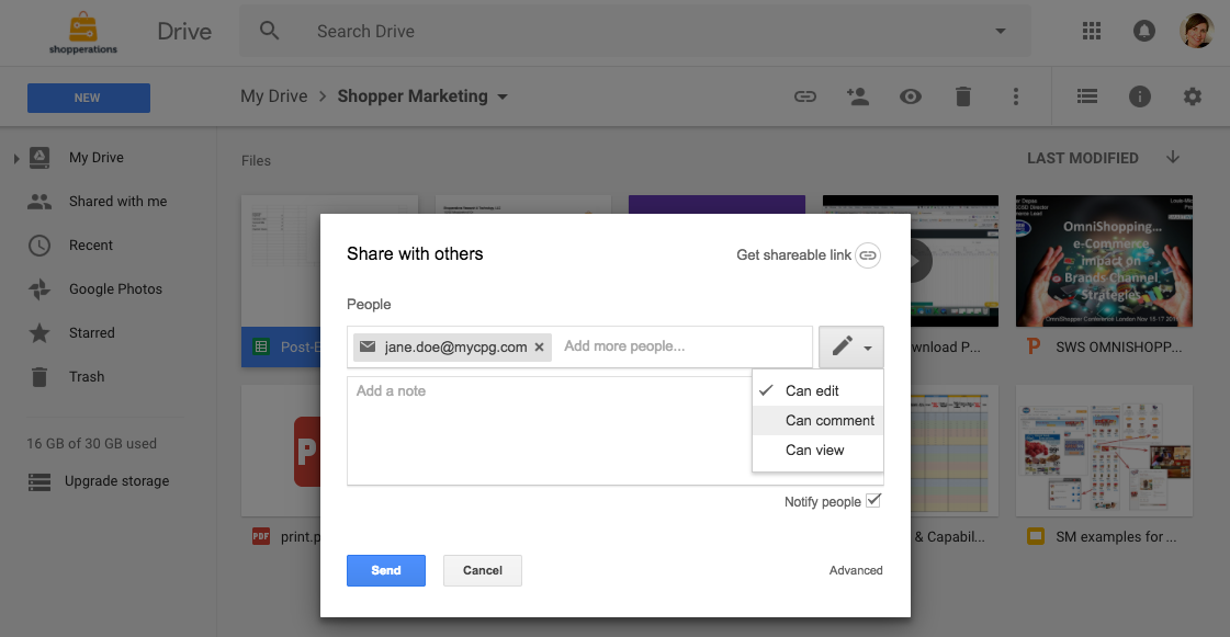 Google Drive for shopper marketing